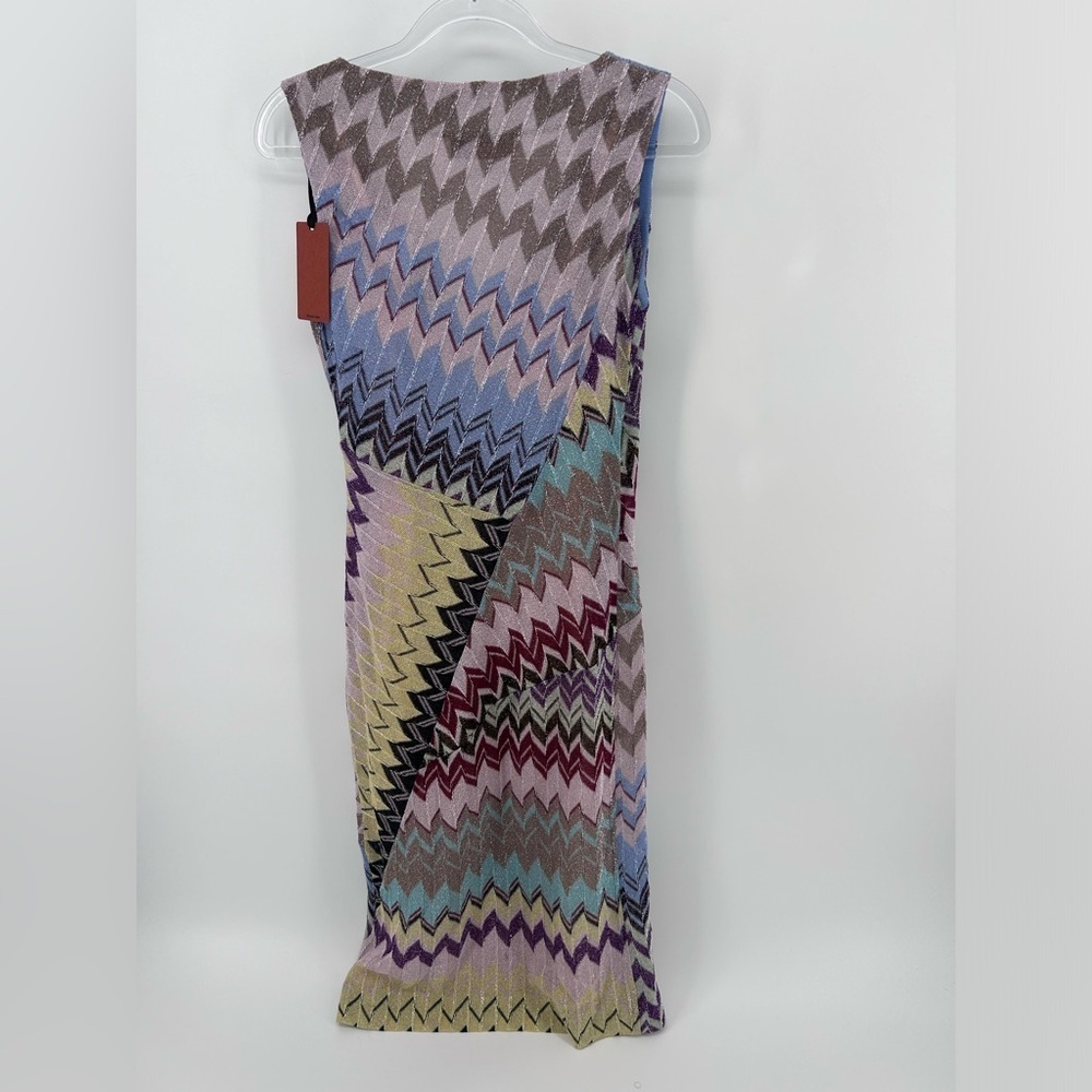 NWT  Missoni Zig Zag Faux Wrap Multicolor Midi Dress Size IT 40 US S - Picture 13 of 16